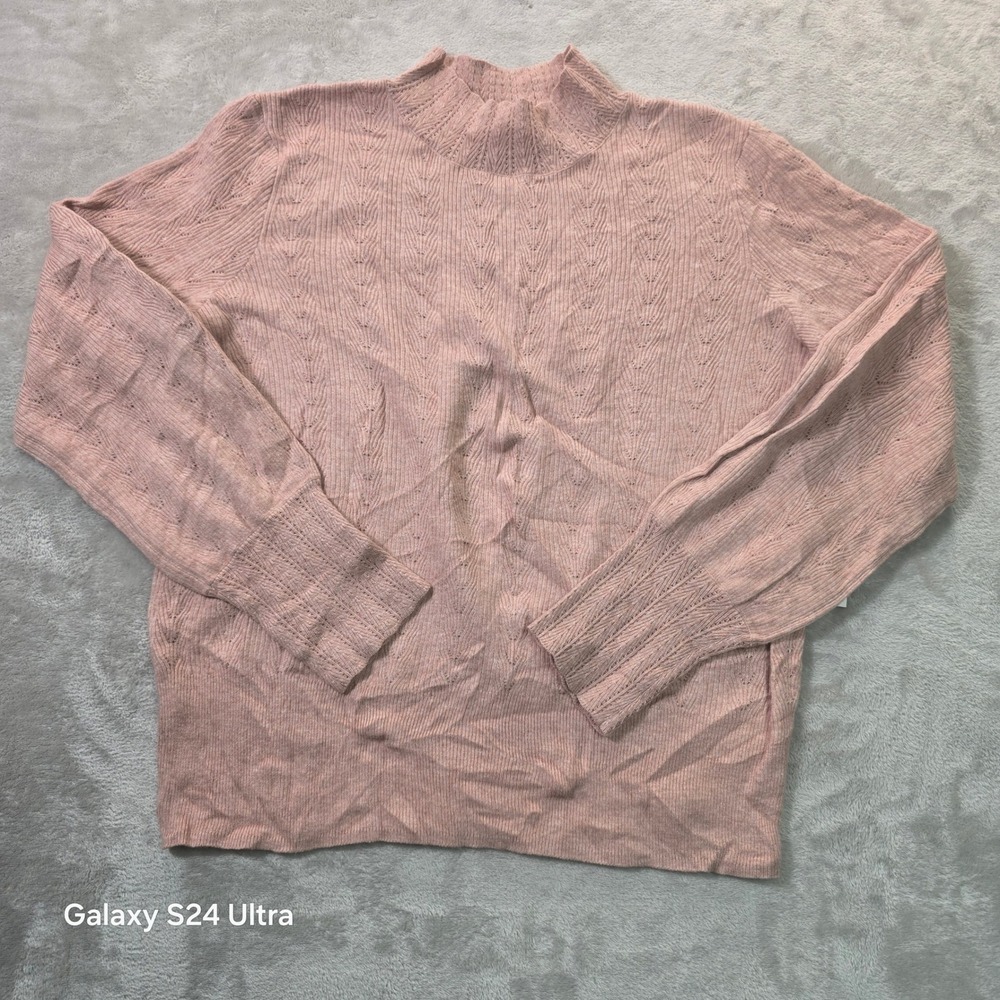 LC Lauren Conrad Pink Pointelle Mock Neck Sweater Womens Size M New